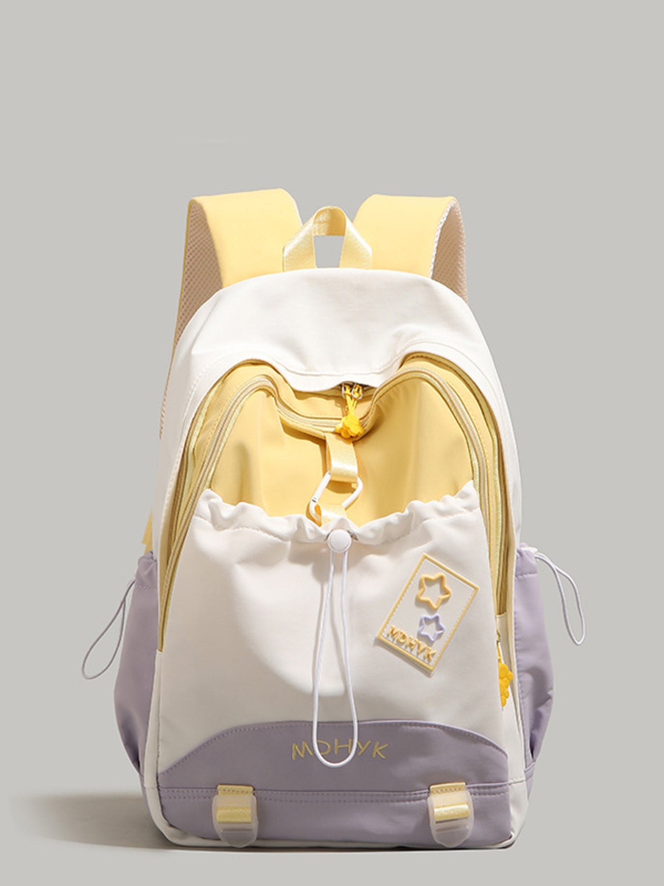 Color Block Drawstring Backpack Bag – Lightweight Nylon Daypack