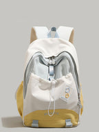 Color Block Drawstring Backpack Bag – Lightweight Nylon Daypack