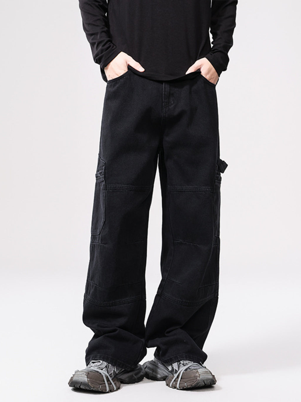 Men's Wide-Leg Jeans | 100% Cotton, Drawstring Waist & Pockets