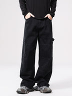 Men's Wide-Leg Jeans | 100% Cotton, Drawstring Waist & Pockets