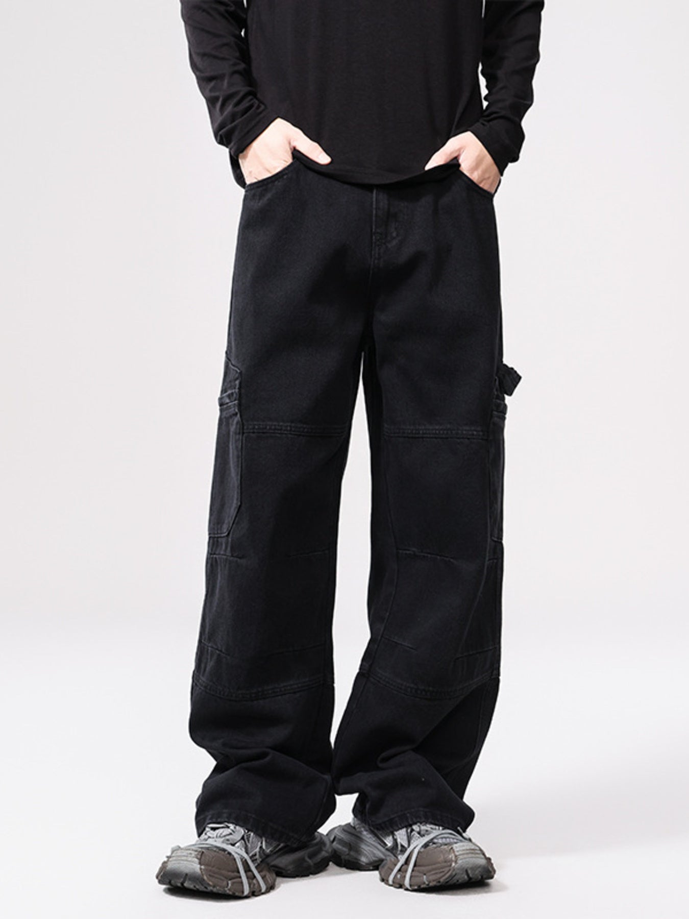 Men's Wide-Leg Jeans | 100% Cotton, Drawstring Waist & Pockets