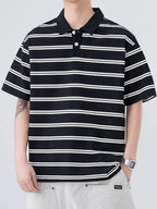 Men's Plus Size Striped Short Sleeve Polo – Cotton Poly Blend Big & Tall