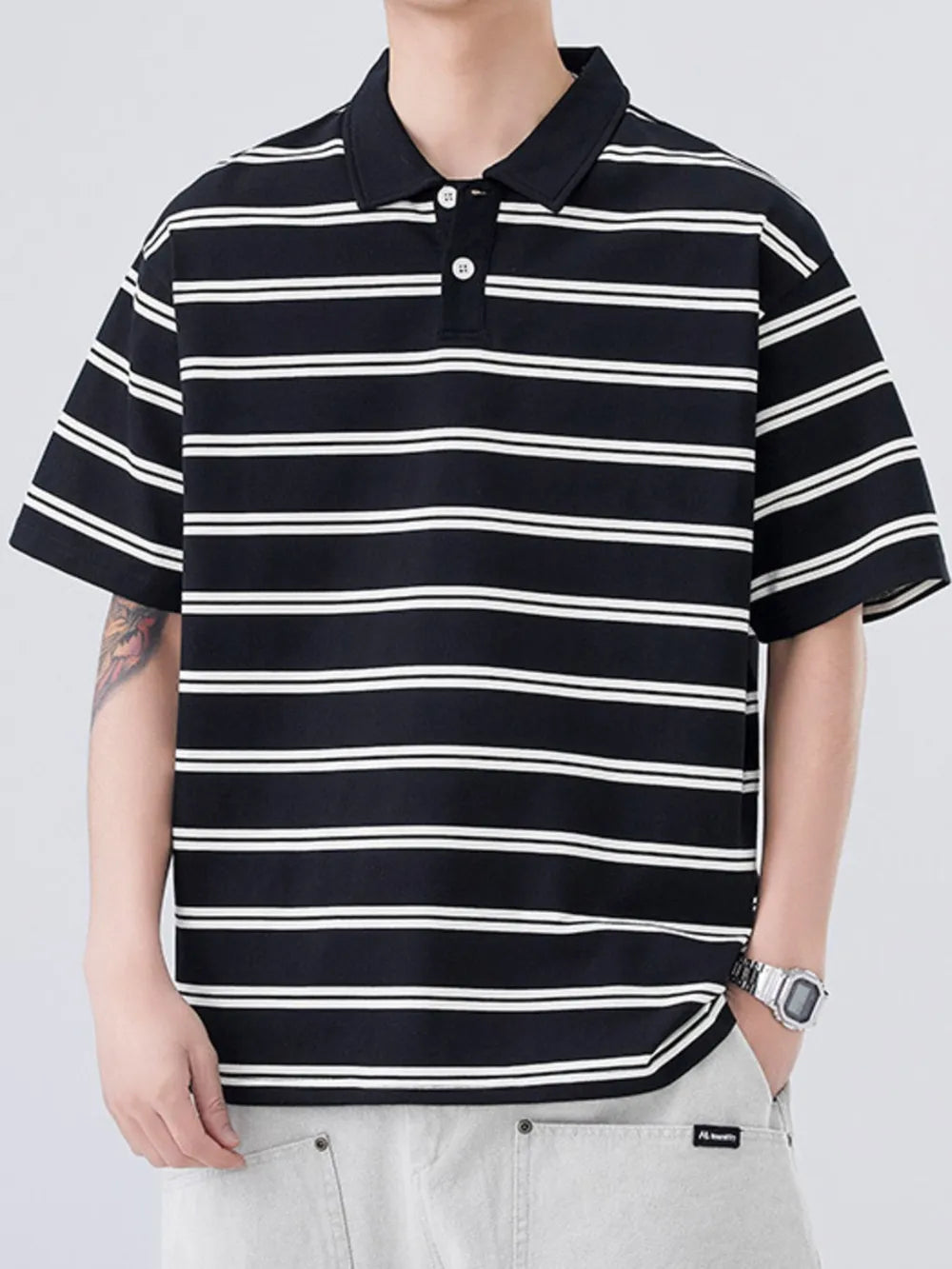 Men's Plus Size Striped Short Sleeve Polo – Cotton Poly Blend Big & Tall