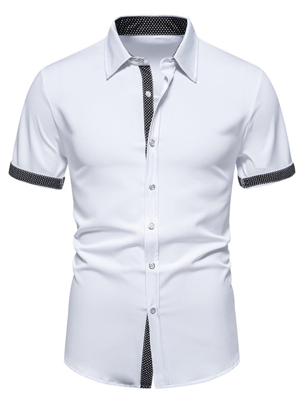 Men's Slim Fit Short Sleeve Button-Up Shirt – Cotton Blend Tailored Top