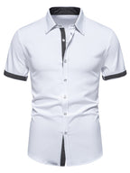 Men's Slim Fit Short Sleeve Button-Up Shirt – Cotton Blend Tailored Top