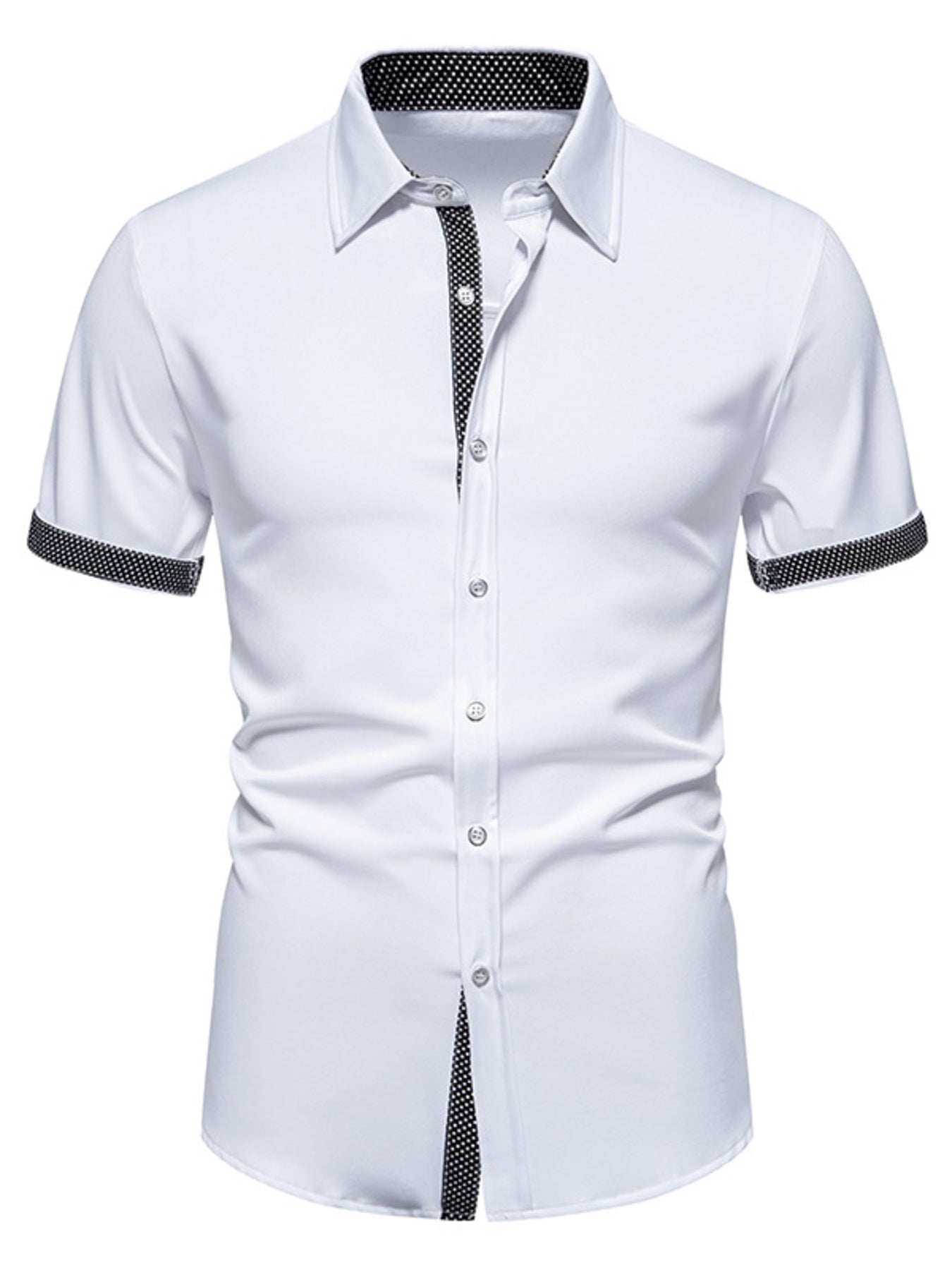 Men's Slim Fit Short Sleeve Button-Up Shirt – Cotton Blend Tailored Top