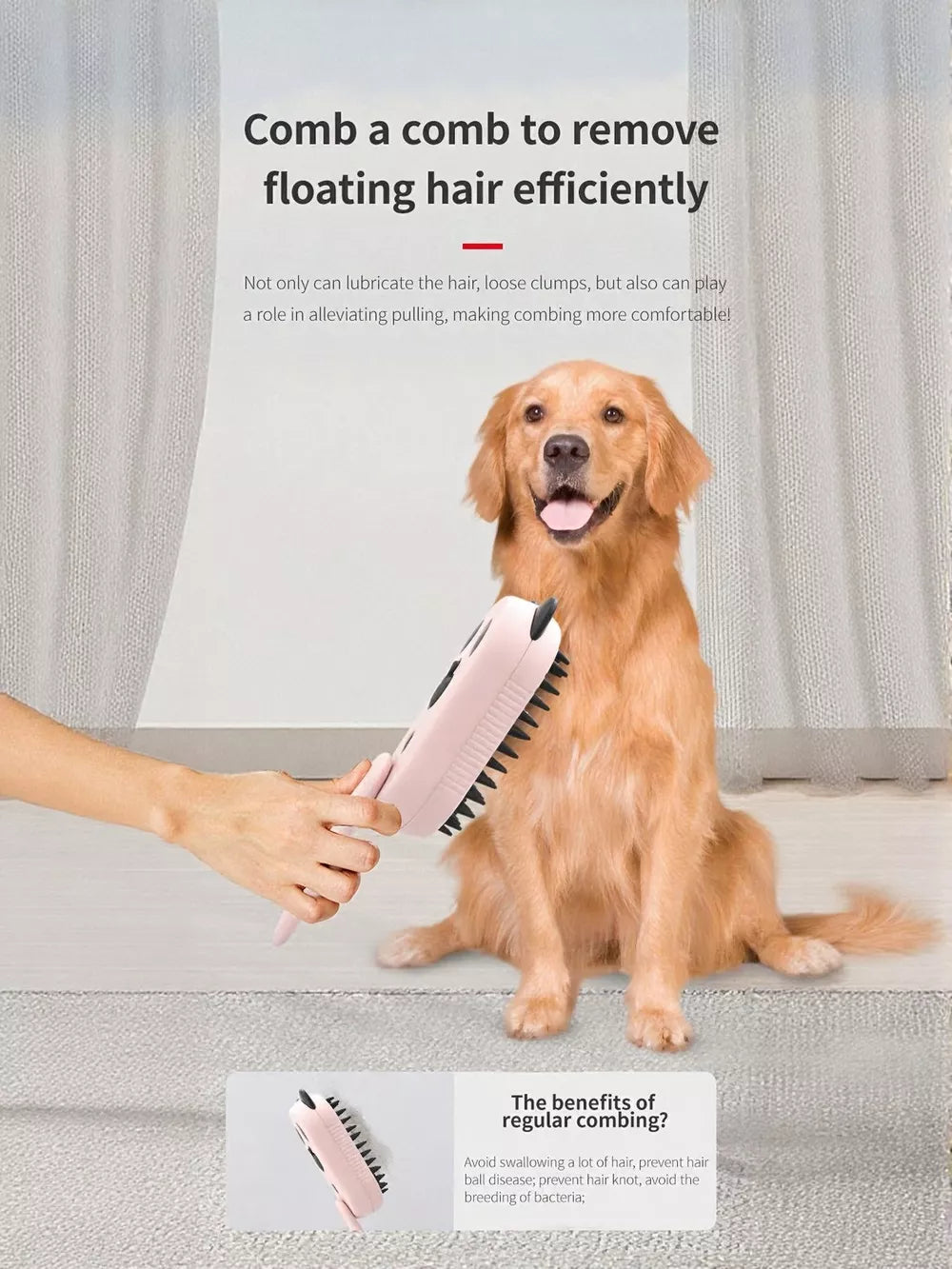Massage Pet Hair Remover Comb | Electric Deshedding Brush for Dogs & Cats