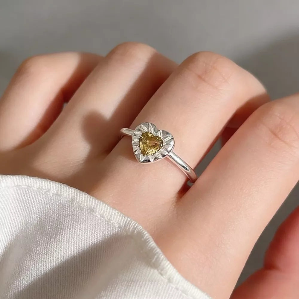Heart-Shaped Open Ring – 925 Sterling Silver & Zircon