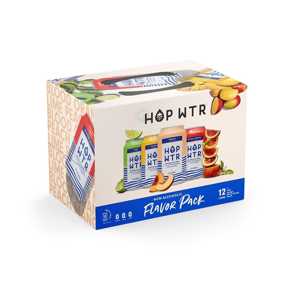 HOP WTR Sparkling Hop Water | Variety Pack | Sugar Free, Zero Calories, Non-Alcoholic | 12 oz Cans (12 Pack)