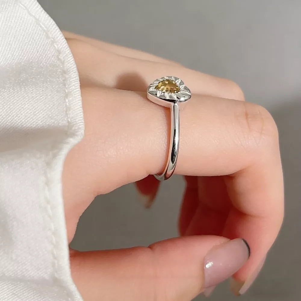 Heart-Shaped Open Ring – 925 Sterling Silver & Zircon