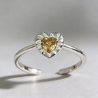 Heart-Shaped Open Ring – 925 Sterling Silver & Zircon