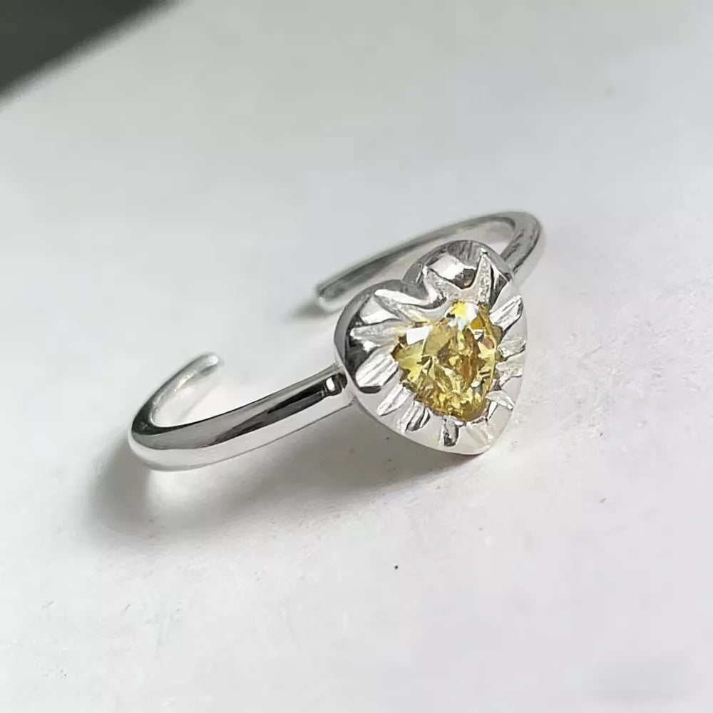 Heart-Shaped Open Ring – 925 Sterling Silver & Zircon