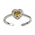 Heart-Shaped Open Ring – 925 Sterling Silver & Zircon