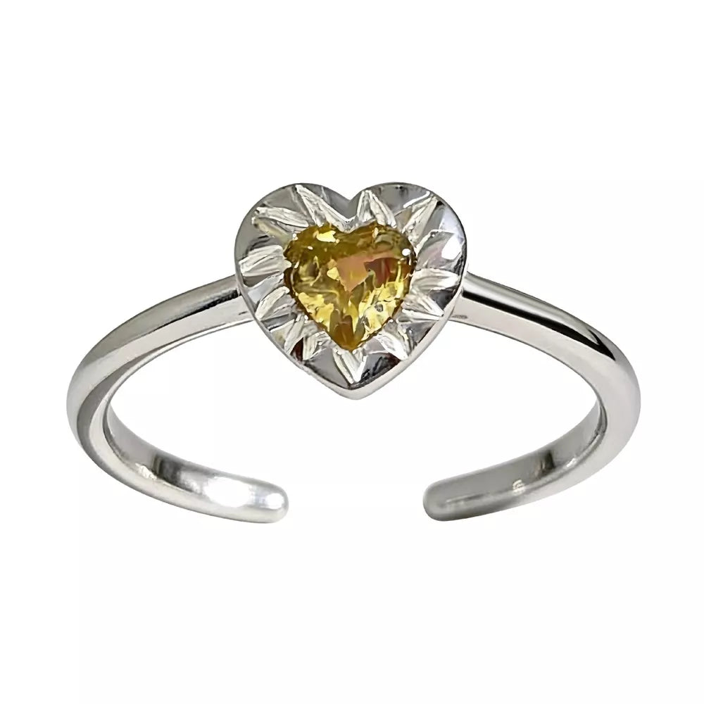 Heart-Shaped Open Ring – 925 Sterling Silver & Zircon