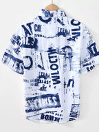 Men's Printed Short Sleeve Shirt – Cotton Blend Button-Up with Pocket