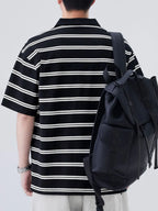 Men's Plus Size Striped Short Sleeve Polo – Cotton Poly Blend Big & Tall