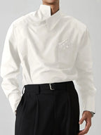 Men's Asymmetrical Long Sleeve Shirt – Stretch Polyester Fashion Top