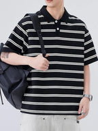 Men's Plus Size Striped Short Sleeve Polo – Cotton Poly Blend Big & Tall