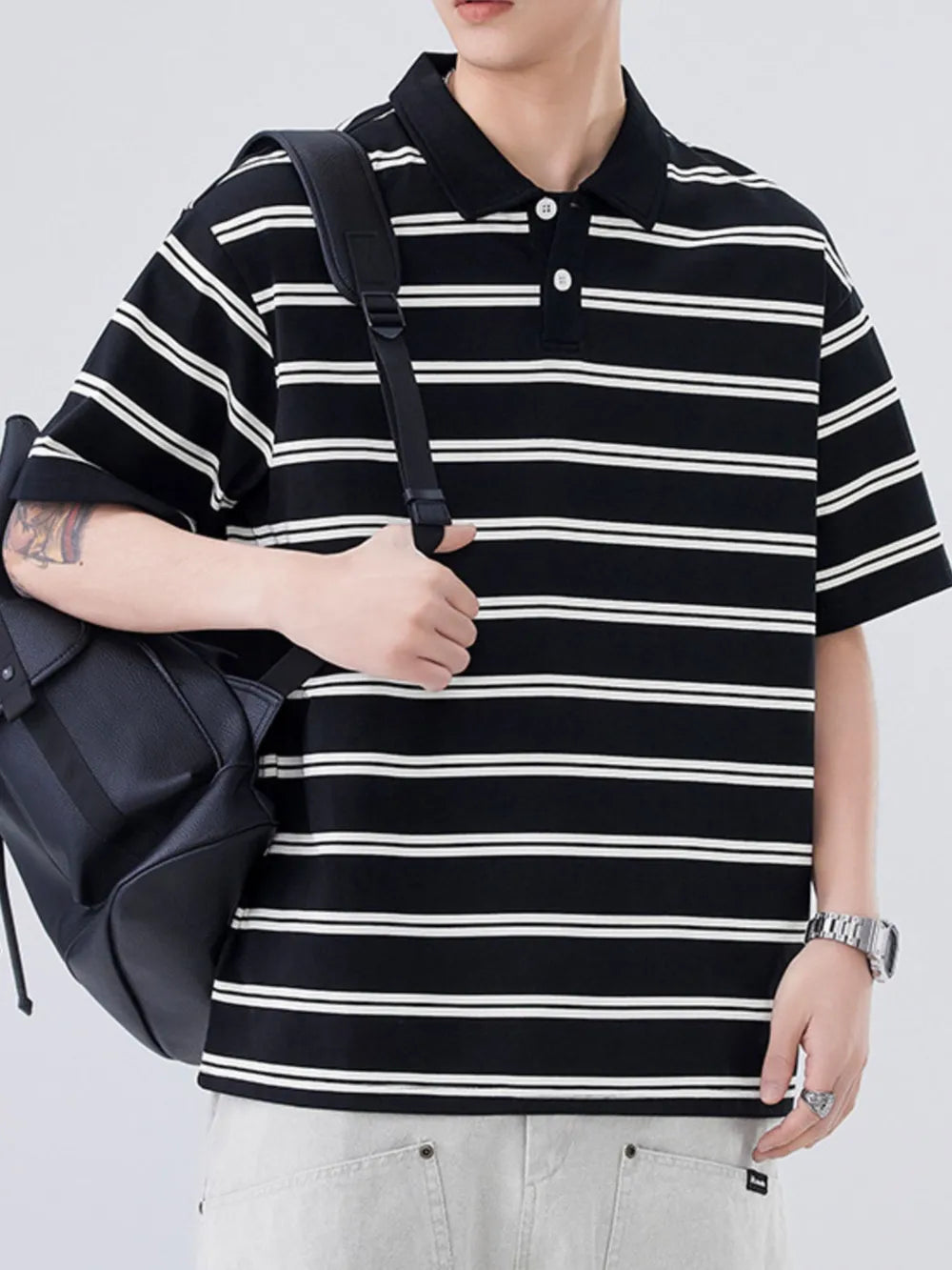 Men's Plus Size Striped Short Sleeve Polo – Cotton Poly Blend Big & Tall