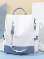 Color Block Convertible Backpack Bag – PU Leather & Nylon