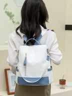 Color Block Convertible Backpack Bag – PU Leather & Nylon