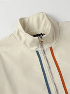 Men's Striped Long Sleeve Zip-Up Jacket – 100% Polyester, Bold Pattern & Pocketed | Sizes M–XL