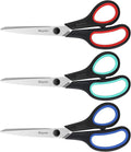 iBayam Heavy Duty Scissors – 8-Inch Ultra Sharp Stainless Steel, Comfort Grip | 3-Pack