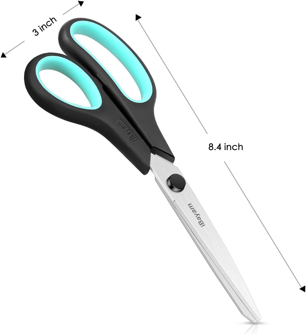iBayam Heavy Duty Scissors – 8-Inch Ultra Sharp Stainless Steel, Comfort Grip | 3-Pack