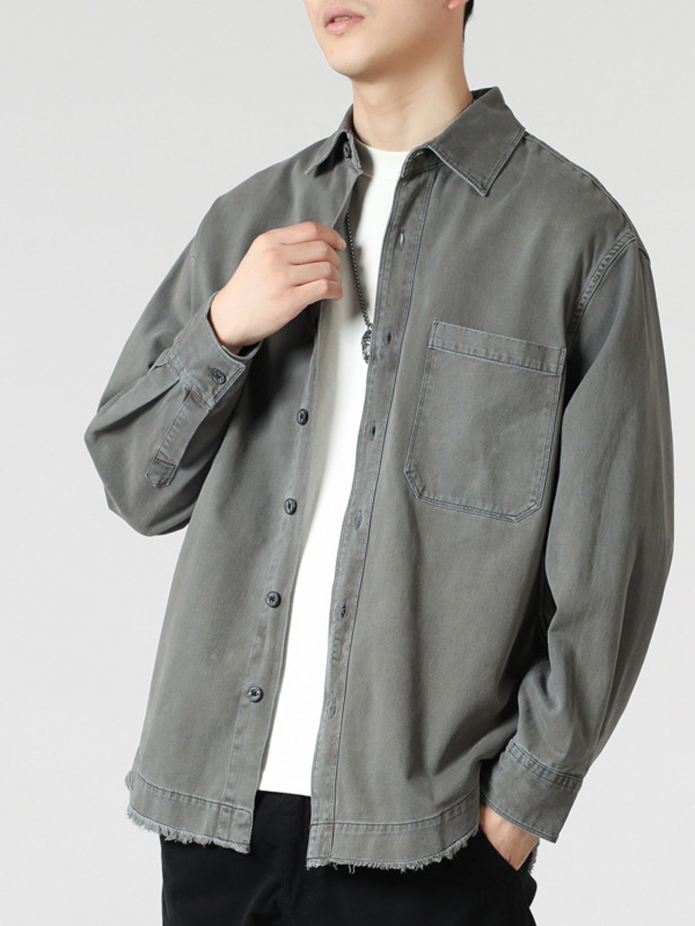 Men's Oversized Button-Up Long Sleeve Shirt – Soft Cotton Blend Casual Top