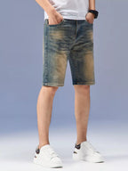 Men's Washed Denim Shorts – Classic Fit, Vintage Washed Finish