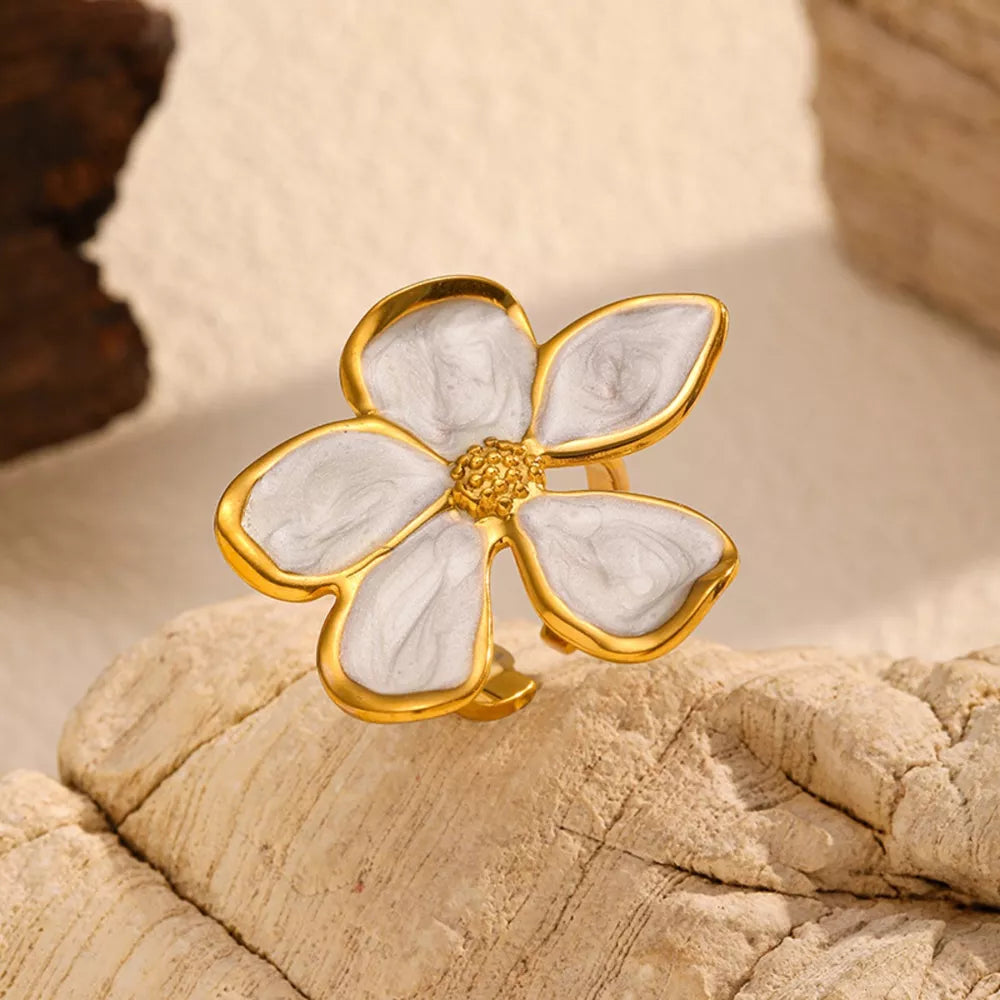 Flower Open Ring – 18K Gold-Plated Stainless Steel