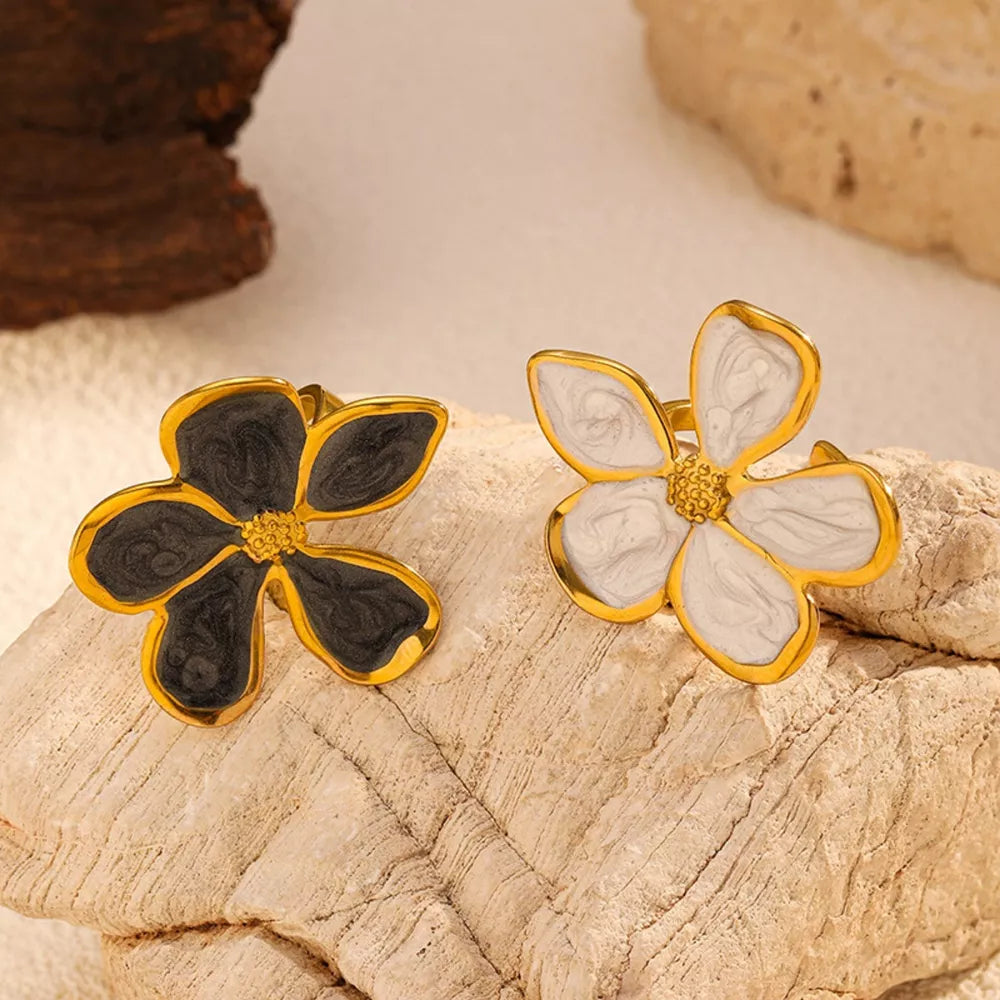Flower Open Ring – 18K Gold-Plated Stainless Steel