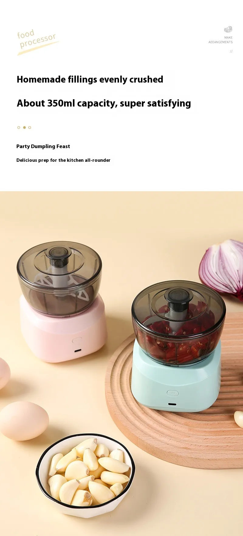 Mini Electric Food Processor | Portable Wireless Baby Food & Meat Grinder | Ultra Quiet Under 36dB