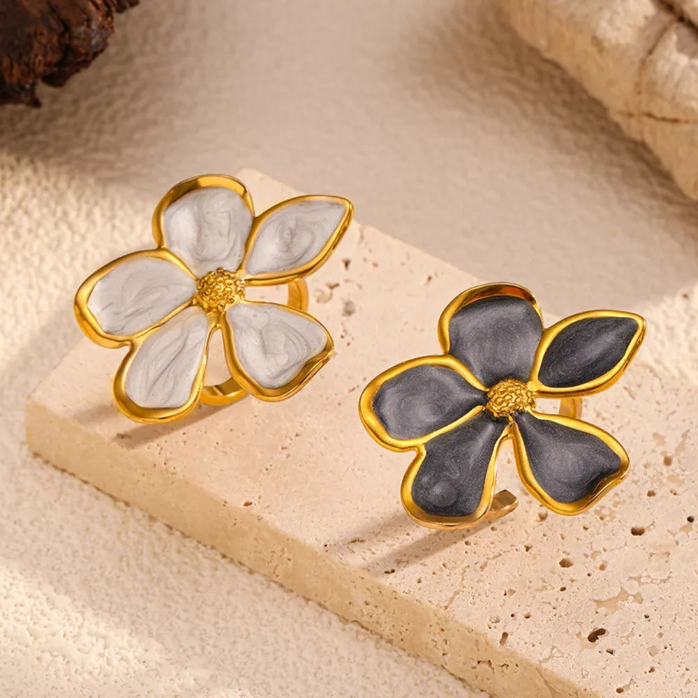 Flower Open Ring – 18K Gold-Plated Stainless Steel
