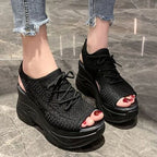 Women's Breathable Mesh Platform Sandals – High Heel Lightweight