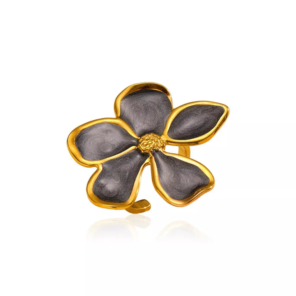 Flower Open Ring – 18K Gold-Plated Stainless Steel