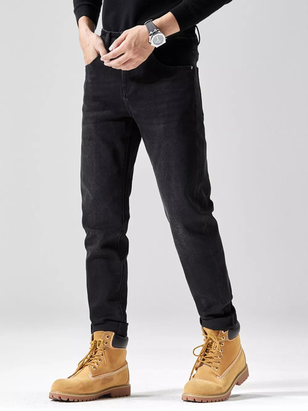 Men's Slim Fit Jeans – Cotton Blend with Stretch & Pockets