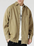 Men's Oversized Button-Up Long Sleeve Shirt – Soft Cotton Blend Casual Top
