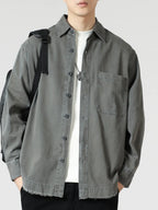 Men's Oversized Button-Up Long Sleeve Shirt – Soft Cotton Blend Casual Top