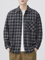 Men's Plus Size Plaid Button-Up Shirt – Oversized Pocketed Big & Tall