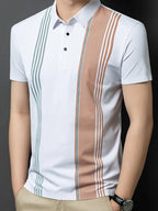 Men's Plus Size Contrast Short Sleeve Polo – Stretch Polyester Big & Tall