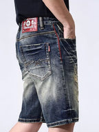 Men's Distressed Denim Shorts – 93.7% Cotton, Cat's Whisker & Washed Finish