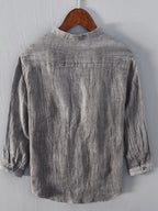 Men's Casual Three-Quarter Sleeve Shirt – Soft Cotton Blend Button-Up