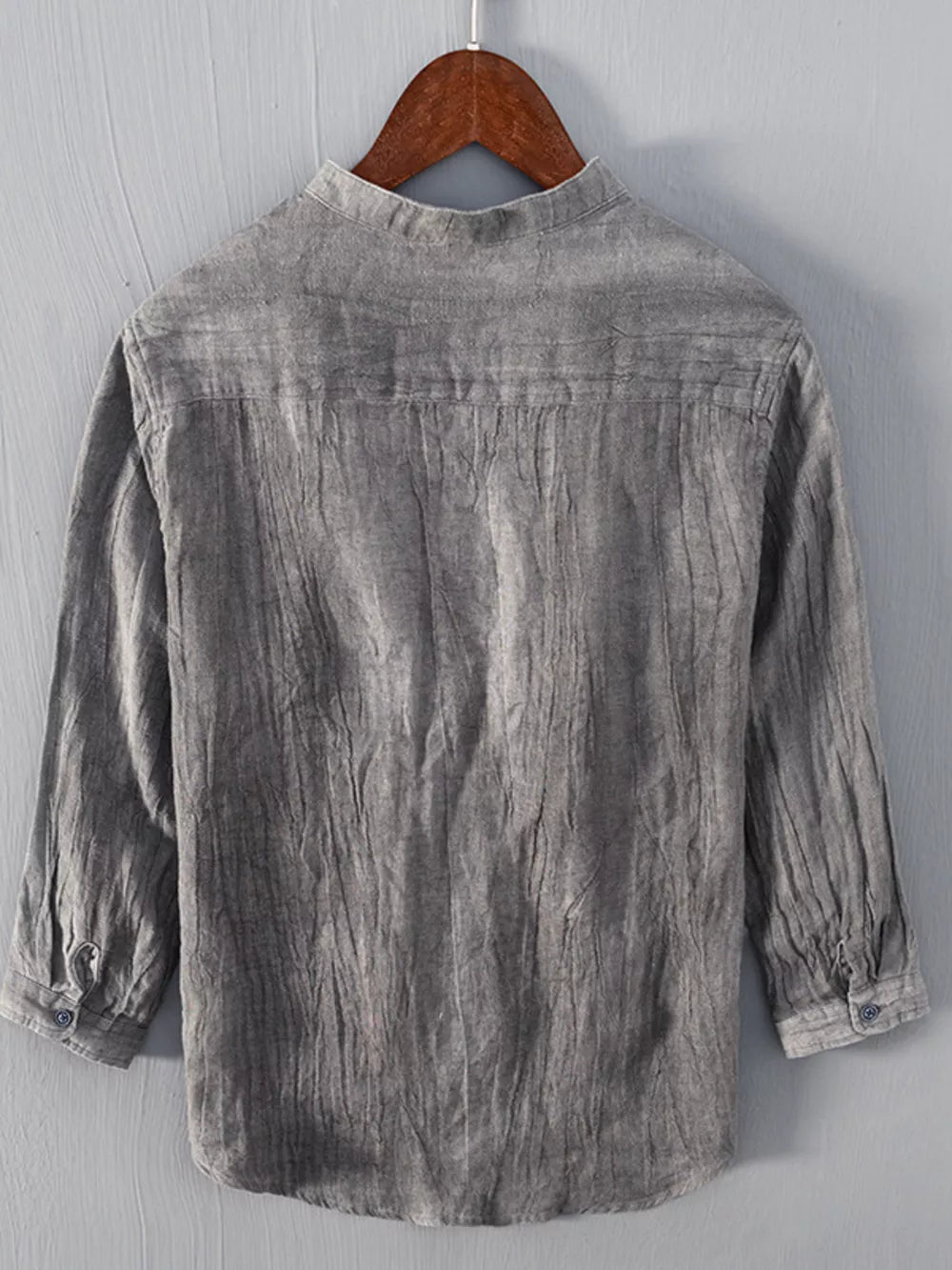 Men's Casual Three-Quarter Sleeve Shirt – Soft Cotton Blend Button-Up