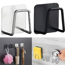 Stainless Steel Sink Sponge Holder – No-Drill Self-Adhesive Draining Rack