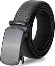 Men's Genuine Leather Ratchet Belt – Automatic Buckle, 1/5" Micro-Adjust, Trim-to-Fit