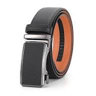 Men's Genuine Leather Ratchet Belt – Automatic Buckle, 1/5" Micro-Adjust, Trim-to-Fit