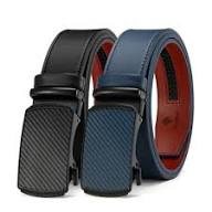 Men's Genuine Leather Ratchet Belt – Automatic Buckle, 1/5" Micro-Adjust, Trim-to-Fit