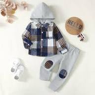 Toddler Boy Plaid Hoodie & Pants Set | 2-Piece Outfit for Boys | Sizes 2–5Y