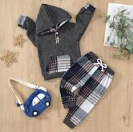 Toddler Boy Plaid Hoodie & Pants Set | 2-Piece Outfit for Boys | Sizes 2–5Y